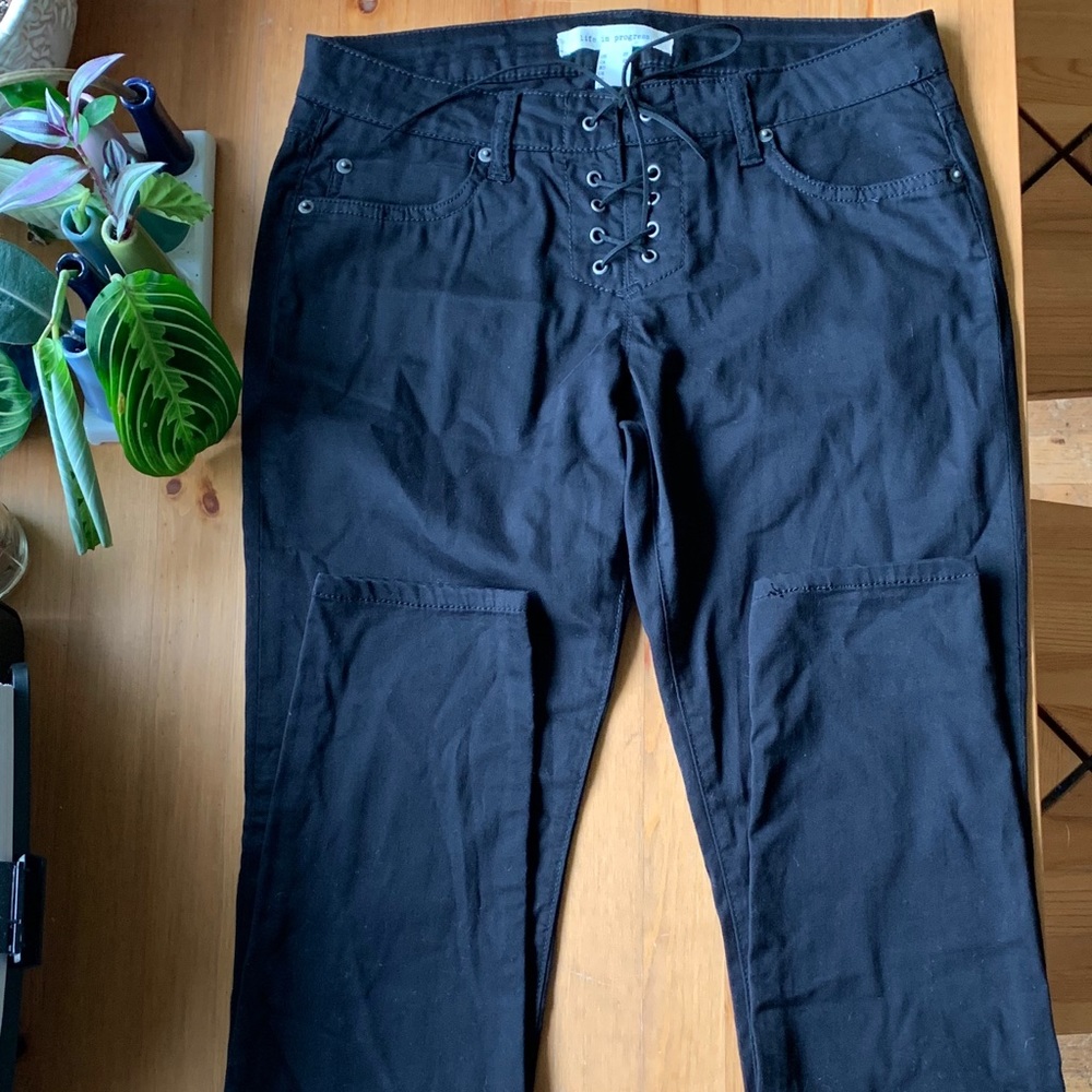 Lace-up Black Pants